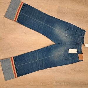 Gucci Blue Jeans with Multicolor Cuffs